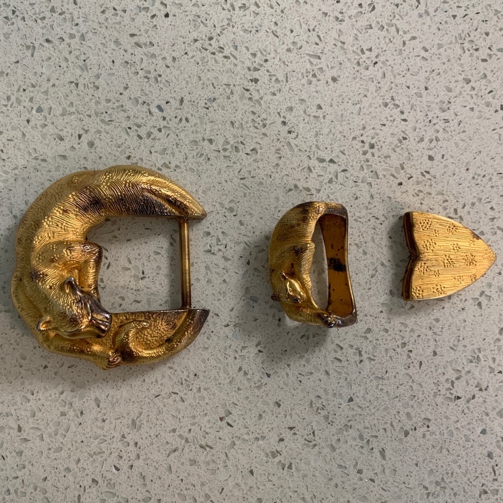 JEFF DEEGAN gold hardware belt buckle jaguar cat